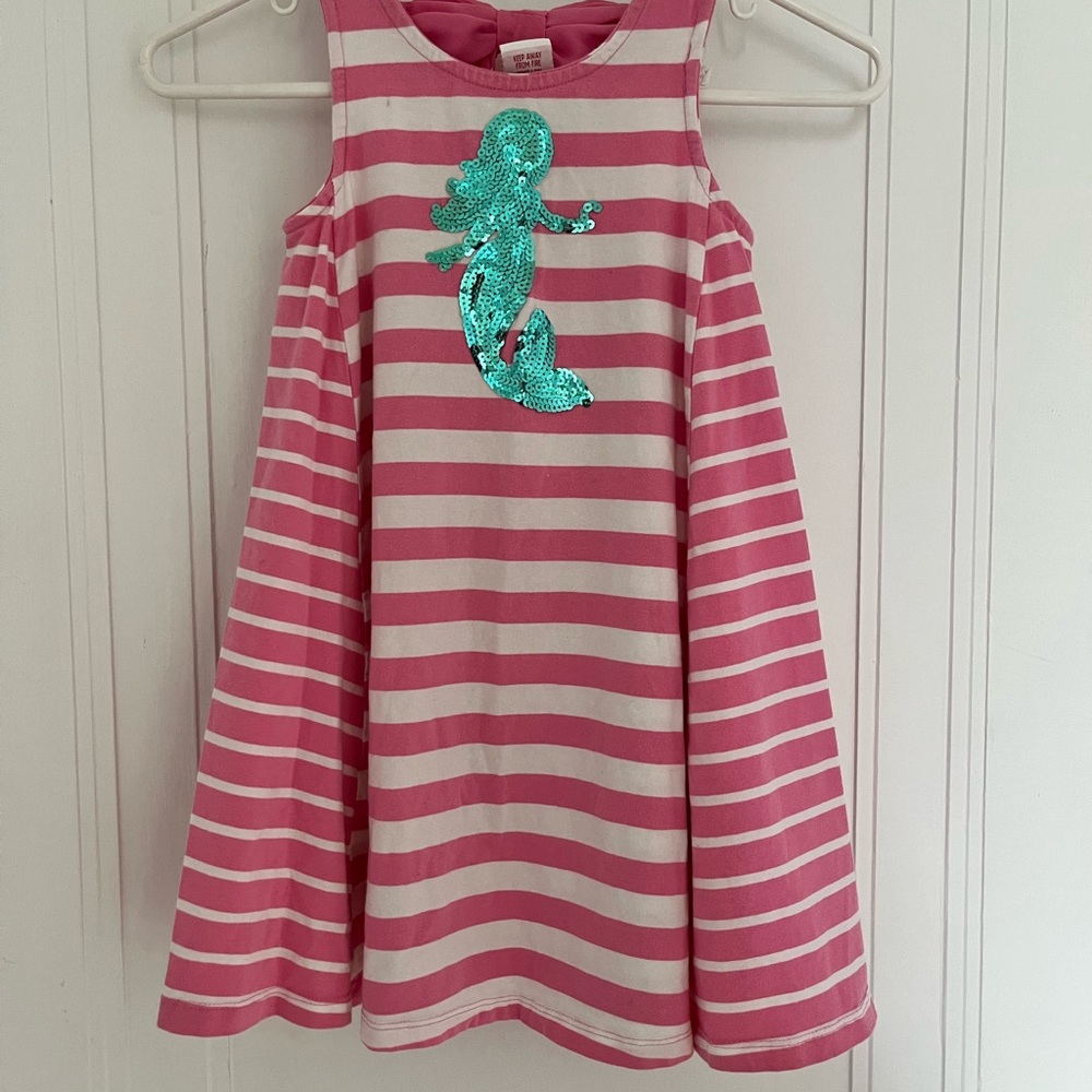 Tommy Bahama Pink & White Striped Mermaid Sequin Dress